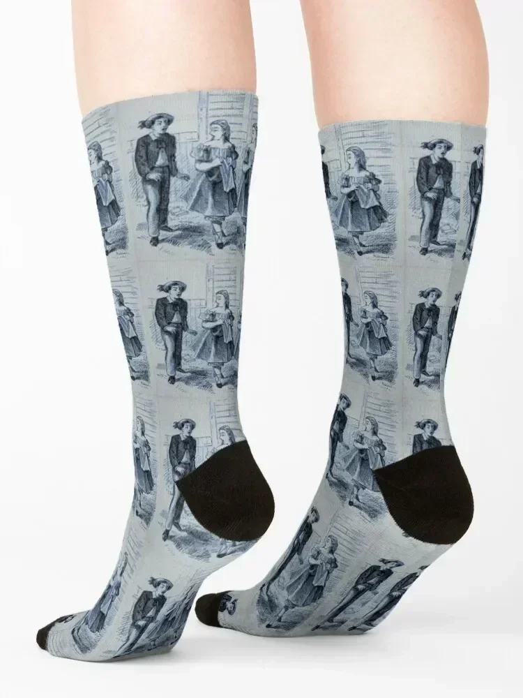 The Adventures of Tom Sawyer with Becky Thatcher Socks happy funny sock Soccer Stockings man Men Socks Women's