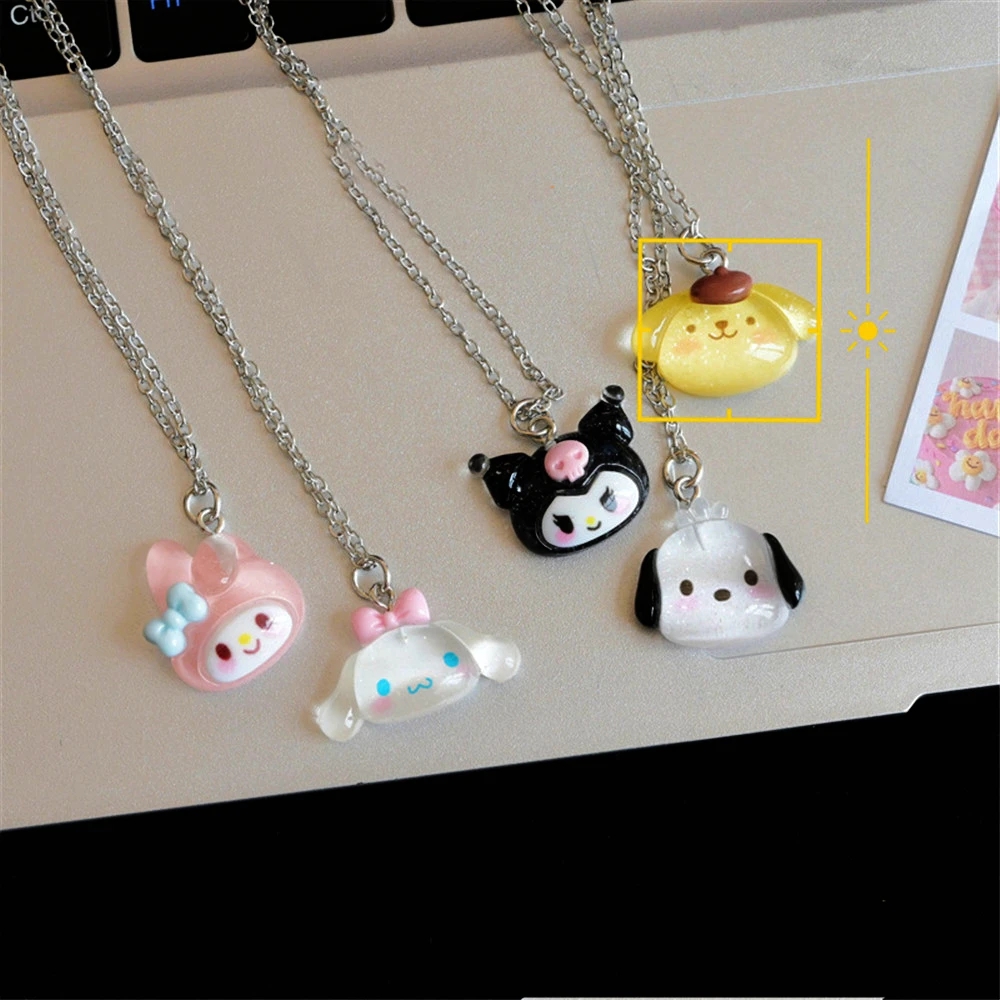 

Kawaii Sanrio Kuromi Student Bijou Necklace Cute Cinnamoroll MyMelody Clavicle Chain Adjustable Pendant Accessories Girls Gift