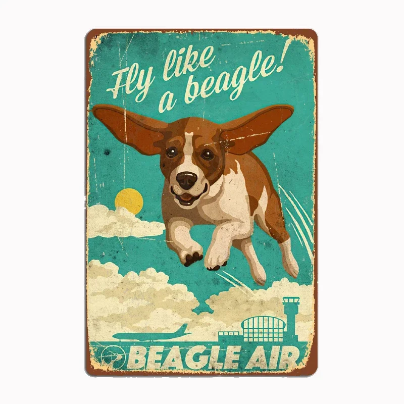 Beagle dog Air Metal Sign Poster Garage Room Wall Decoration Cinema Living Custom Tin Vintage Home Decor