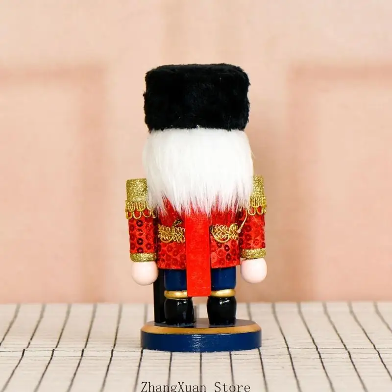 Festliche Nussknacker-Figur mit Pailletten, weihnachtliche Tischdekoration für den Eingangsbereich aus Holz 3XUF – Detail 8