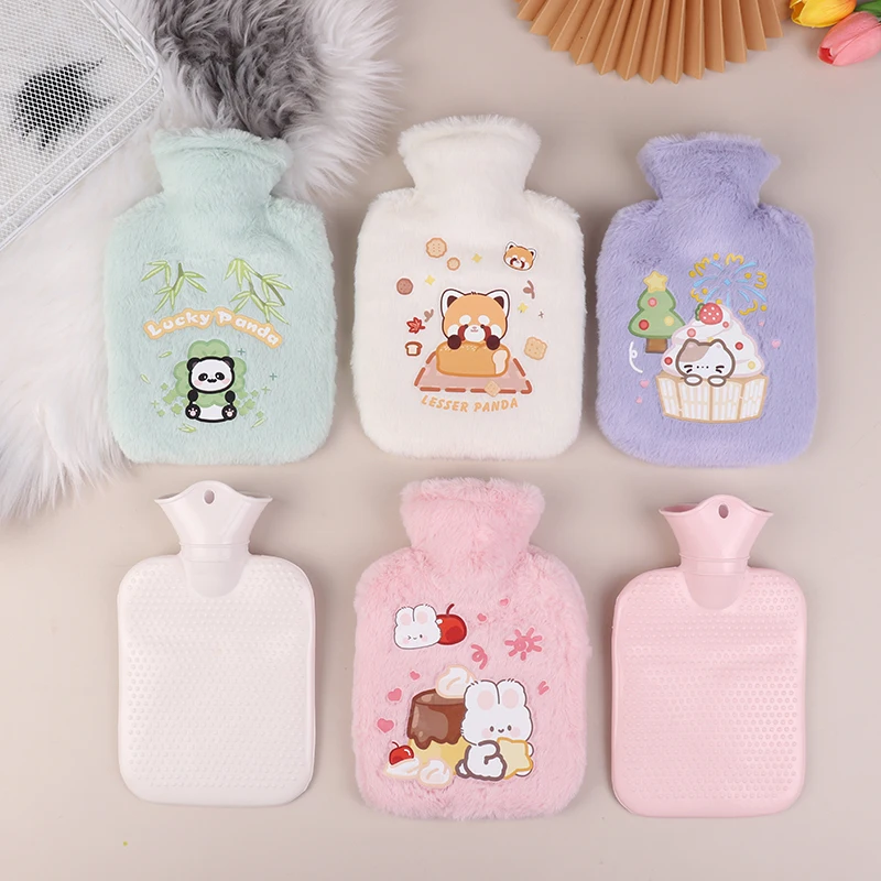 Cute Rabbit Hot Water Bottle Bag For Girls Plush Shoulder Hand Warmer Heat Pack Warm Belly Instant Hot Pack Winter Heating Pad