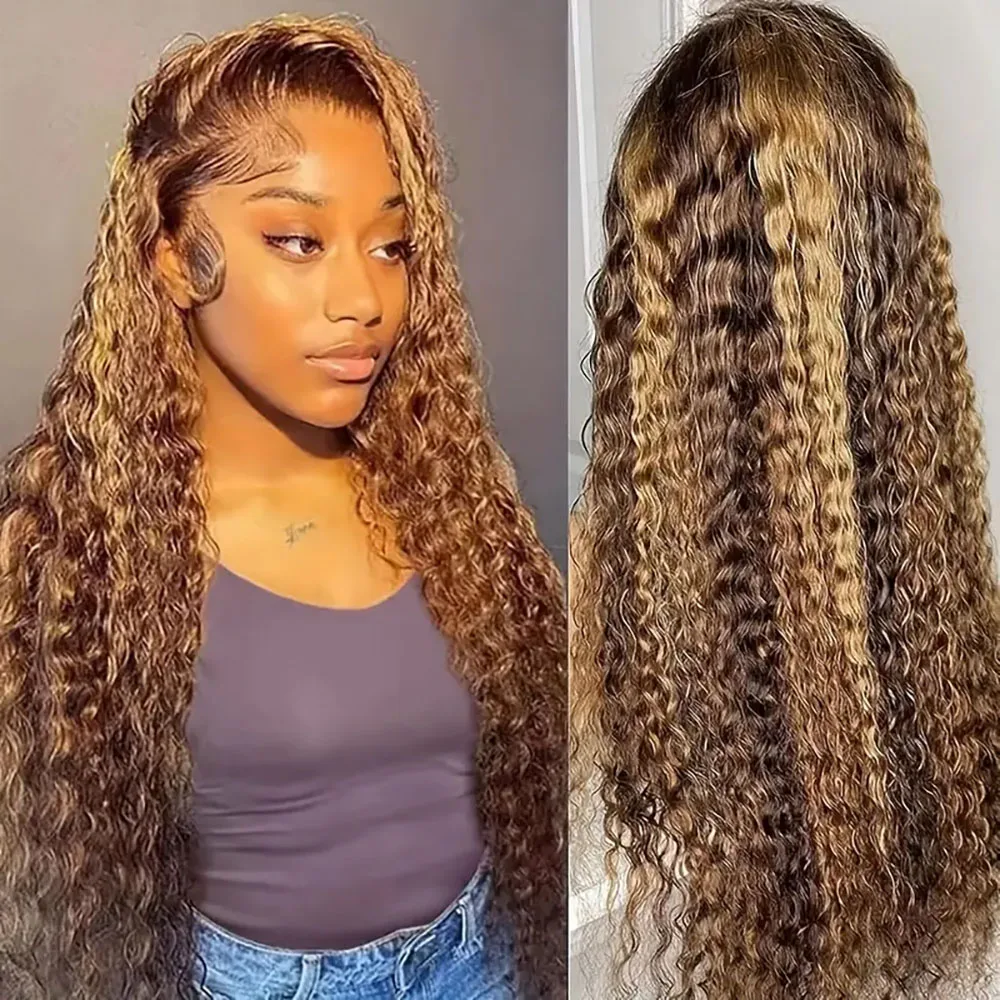 Peruki dla kobiet Highlight 4/27, peruki typu 5x5 i 13x4 z koronką, włosy ludzkie o gęstości 200%, wstępnie wyskubane, głęboka fala.