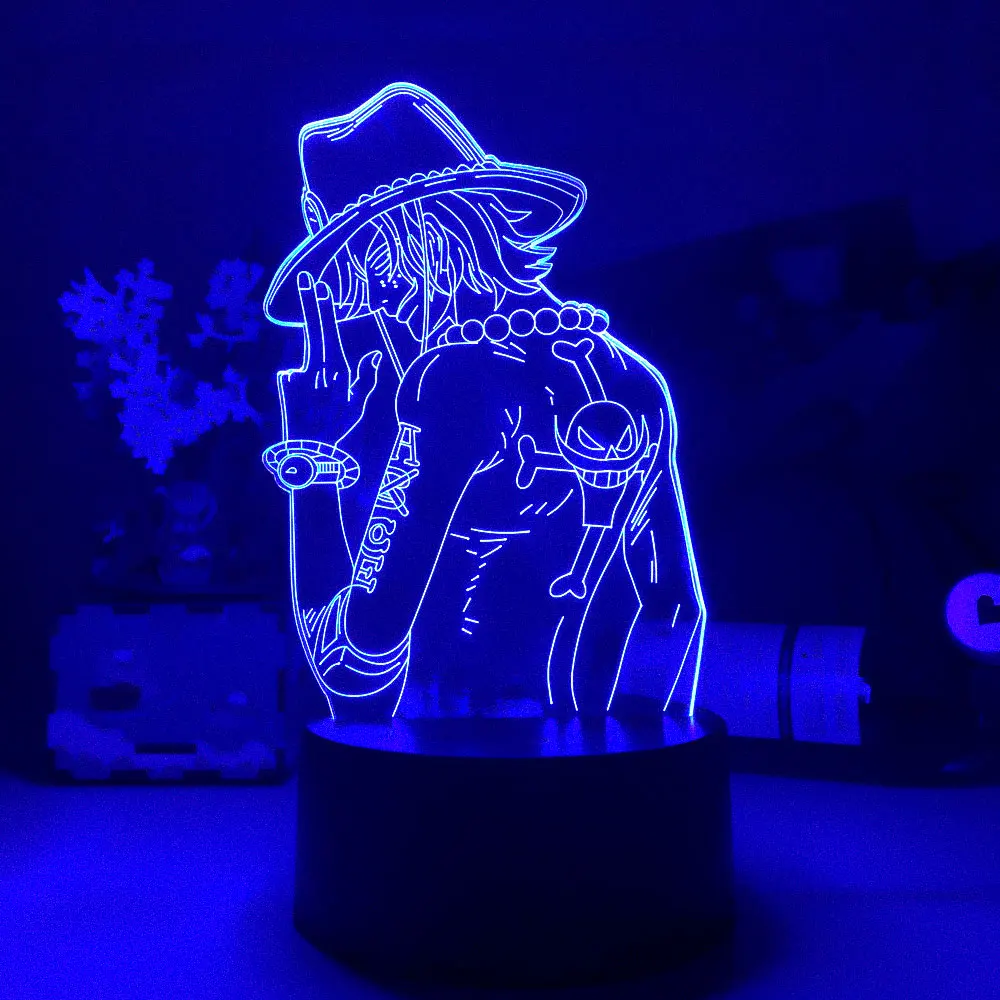 7 Colors Black Base 3D Night Lights Zoro Luffy Ace Anime Lava Lamp Toys Nightlights Kids Bedroom Table Lampe Home Manga Gifts