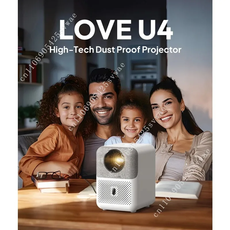الحب U4 الغبار الذكية اللاسلكية 3D LCD فيديو أندرويد IPTV صمام ثنائي باعث للضوء جهاز عرض المسرح المنزلي مع فن النسيج