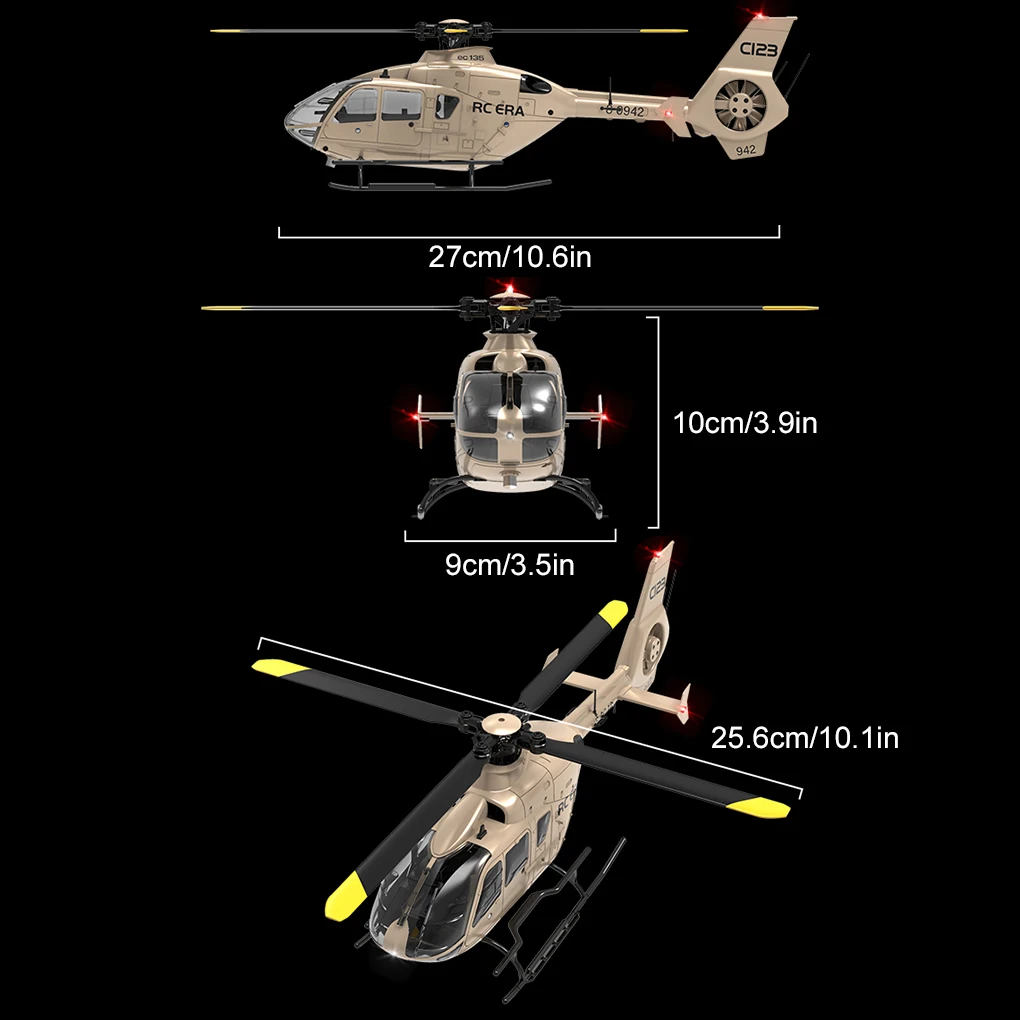 Helikopter RC 2025 C123 2.4G 6CH 6-osiowy Żyroskop Optyczny Przepływ Powietrza Utrzymanie Wysokości Skala 1:36 EC135 Zdalnie Sterowany Helikopter Zabawka dla Dzieci