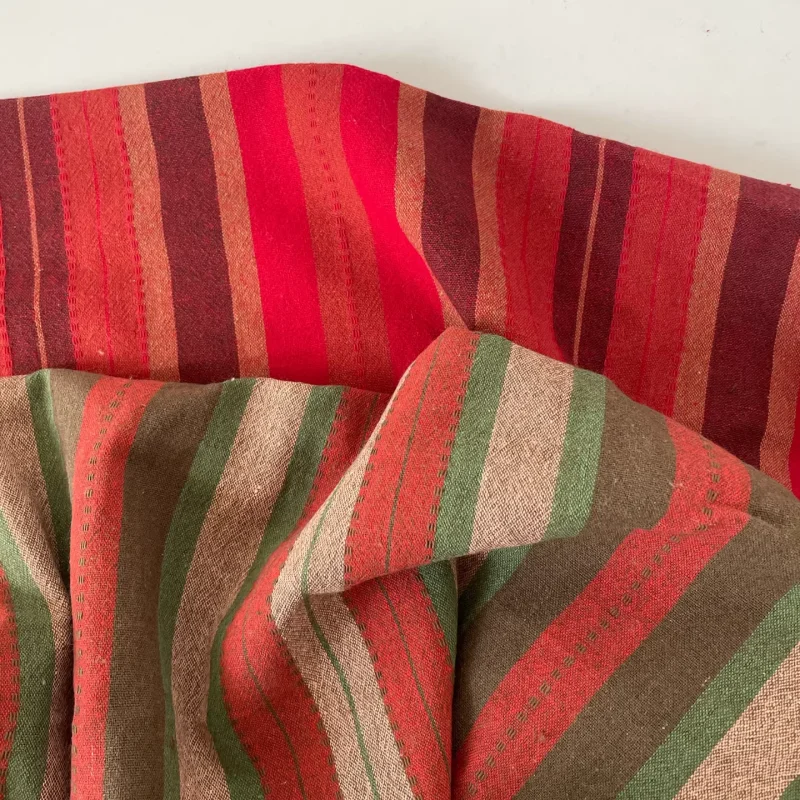 

Vintage colorful striped pure cotton fabric for blouse dress clothing handmade DIY fabric