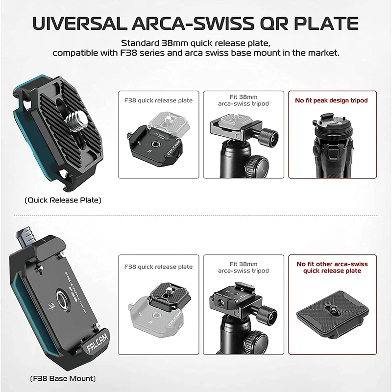 FALCAM F38 Universal DSLR Camera Gimbal Arca Swiss Quick Release Plate Clamp Quick  Tripod Slider Mount Adapter