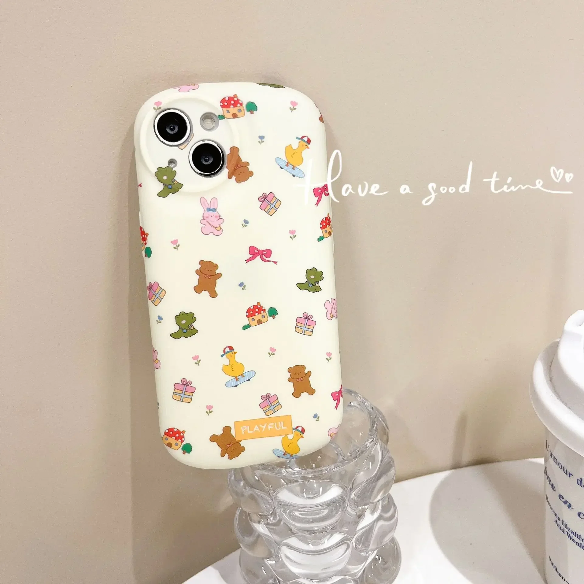 Retro Funny Illustration Skate animals bow tie Phone Case For iPhone 16 15 14 13 12 11 Pro Max Case Cute Cartoon silicone Cover