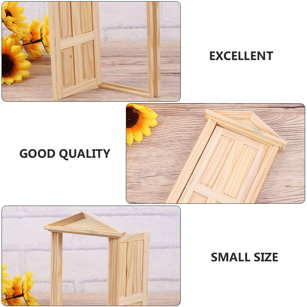Puerta delantera para casa de muñecas, puertas y ventanas, accesorios para el hogar, accesorios en miniatura para bebés, decoración de abedul