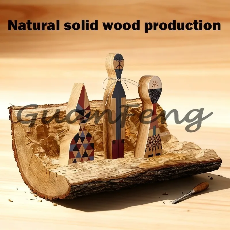 Abstract wooden statue set, miniature 3D model set, living room, bedroom, and office decoration desktop decoration