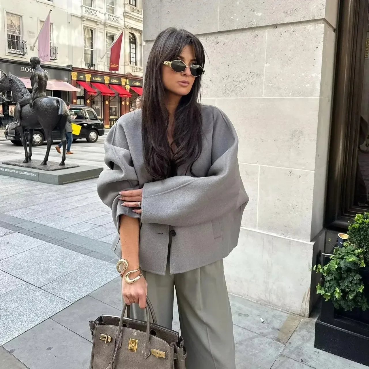 خريف شتاء جديد المرأة سترة الخامس الرقبة الصوفية قمة الموضة بلون معطف الإناث عادية #1