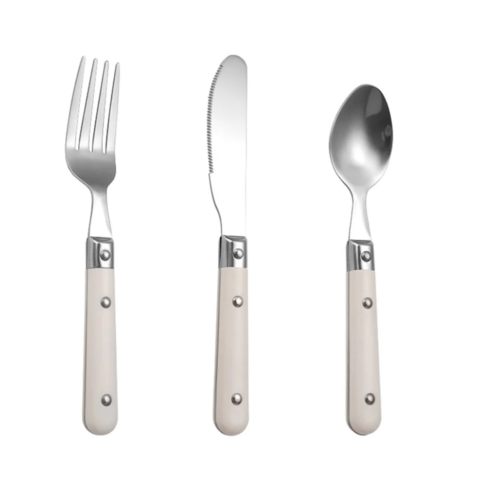 

Children Fork Spoon Knife Kids Flatware Tableware Western Food Stainless Steel Plastic Durable Home Restaurant Christmas Gift