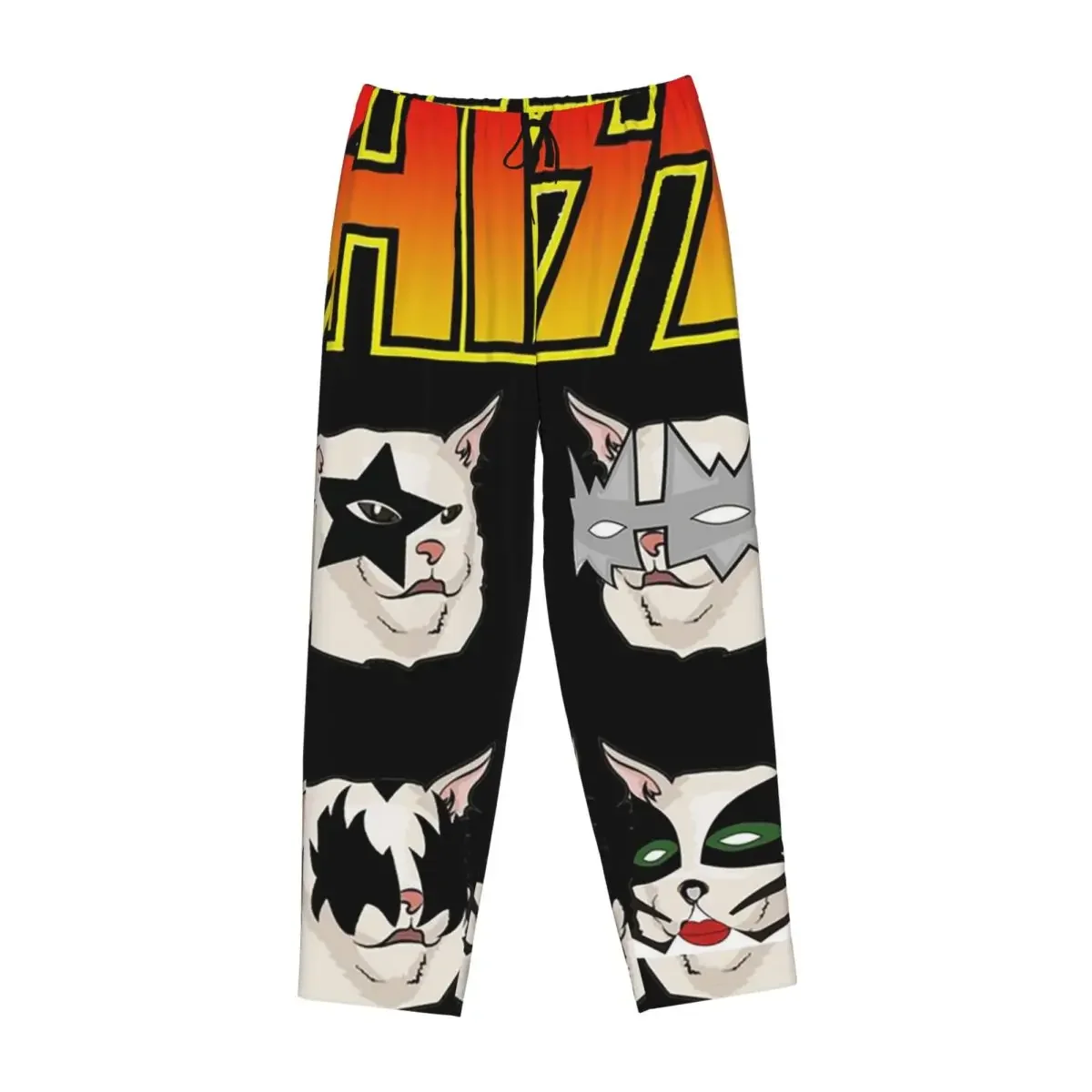 Custom Rock Roll Band Kiss Cat Women Pajama Pants Lounge Sleep Sleepwear Bottoms with Pockets