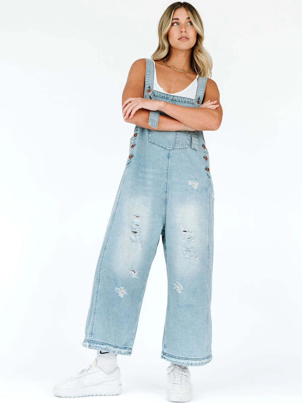 

Retro Denim Overalls Women's Vintage Ripped Distressed Loose Jeans Wide Leg Jumpsuit Western Style Baggy Streetwear