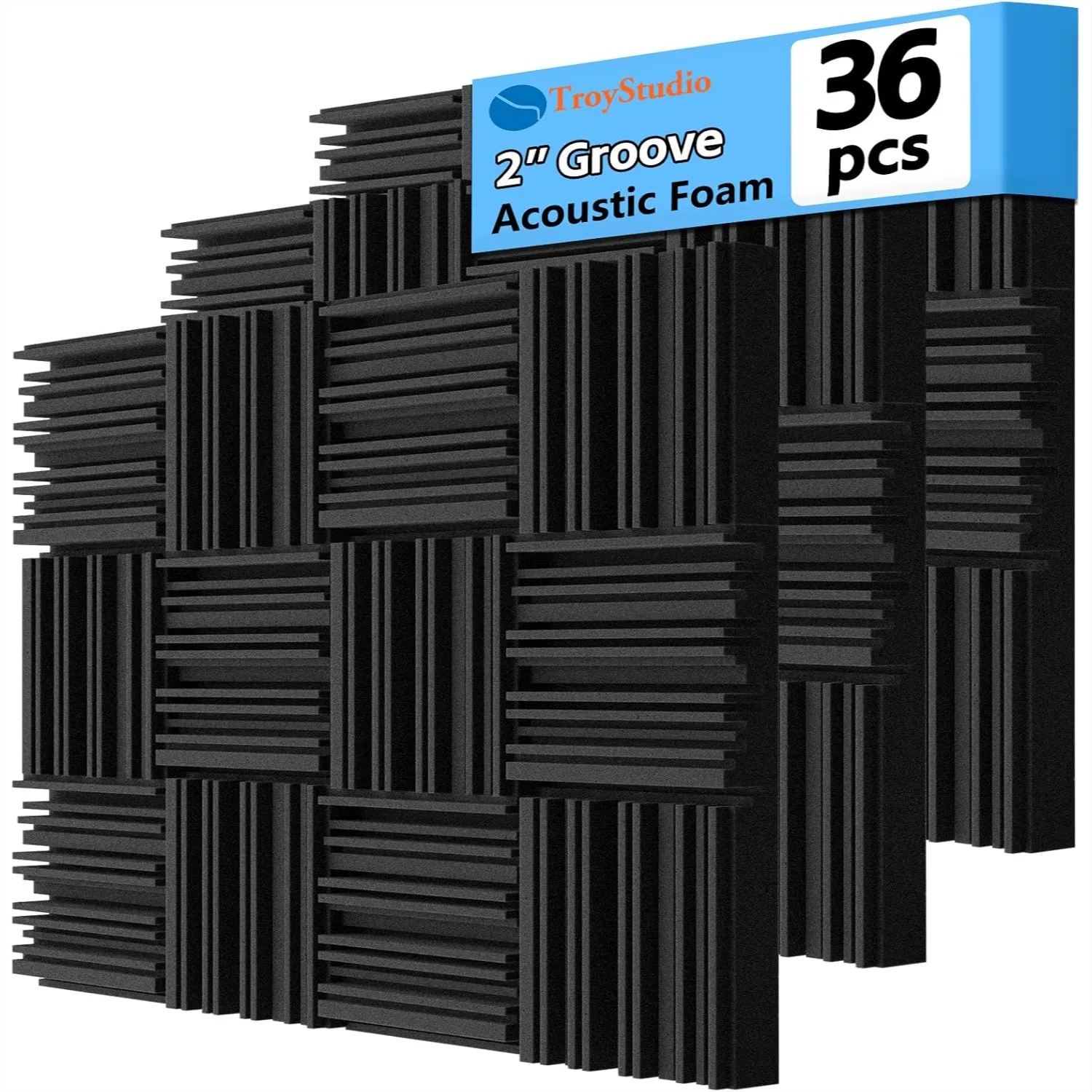 Acoustic Foam Panels 12x12x2 Inch 36 Pack, High Density Sound Absorbing Tiles for Studio, Home Theater, Office