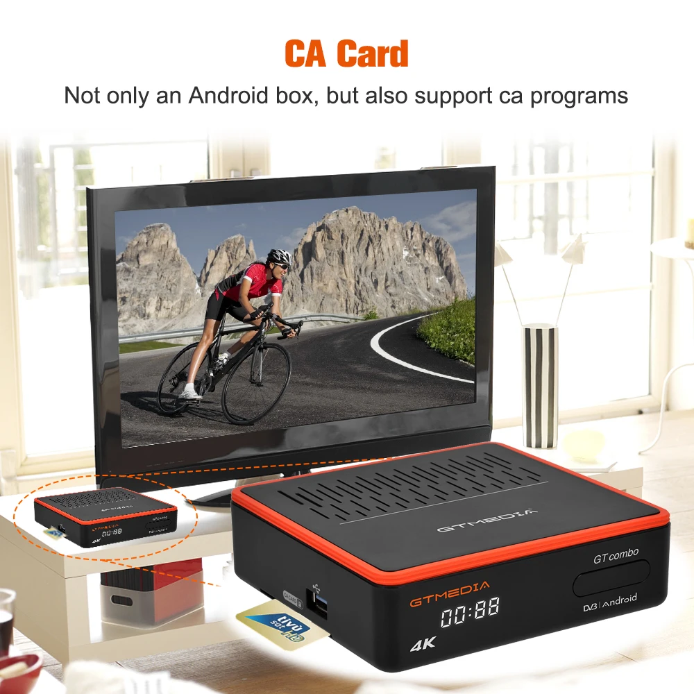 GTMEDIA GT combo Android 9,0 box поддерживает фотообои/S2/S2X, DVB + T/T2/C, 4K HD встроенный Wi-Fi 2,4G/Φ + BT4.1 система это GT UI