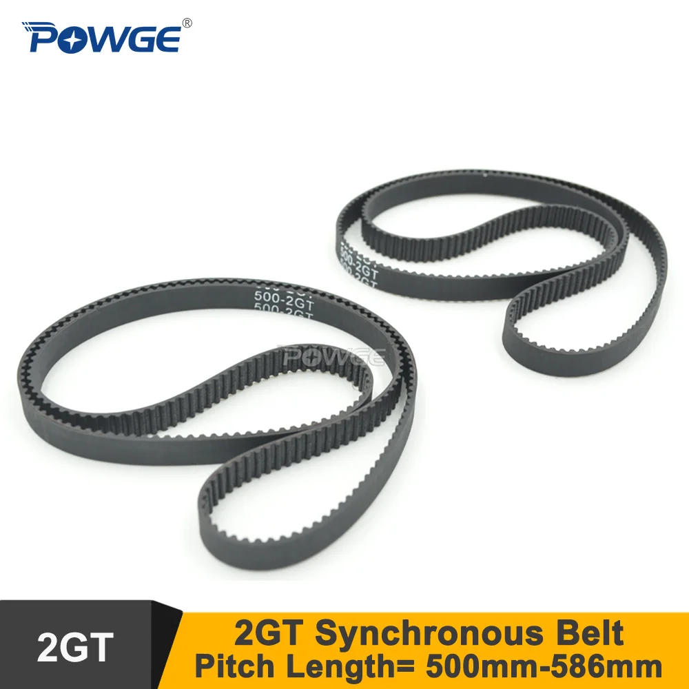 POWGE 500 516 520 524 528 532 540 544 550 570 586 2GT Timing Belt W=6/9mm 2MGT GT2 Closed-Loop Synchronous Belt Small Backlash