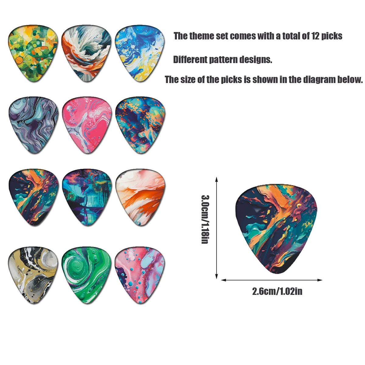 New 0.46/0.71/1.0Mm 12pcs/set Guitar Paddles Cartoon Couples Acoustic Guitar Picks Musical Instrument Accessories Pick Guitar