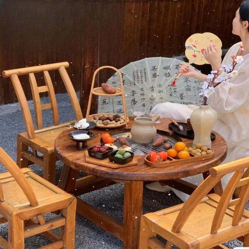 

indoor Chinese household winter table grill stove set patio barbecue table and chairs