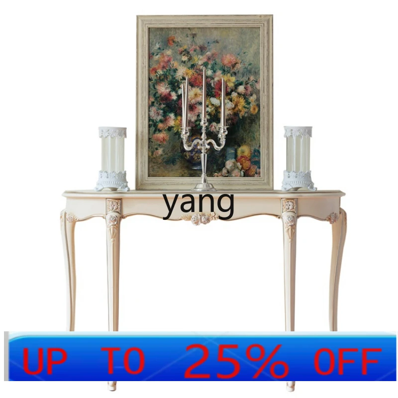 

LH solid wood carving flower entrance table neoclassical foyer decoration table