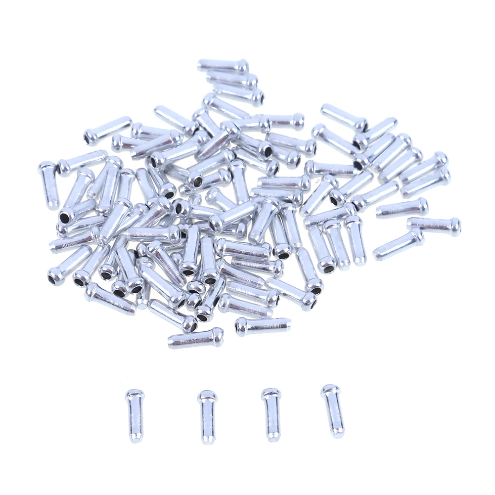 100-500PCS Silver Aluminum Alloy Bike Cable End Cap Tips Brake Derailleur Shifter Inner Wire Ferrules Bike Crimps Cycling Tool