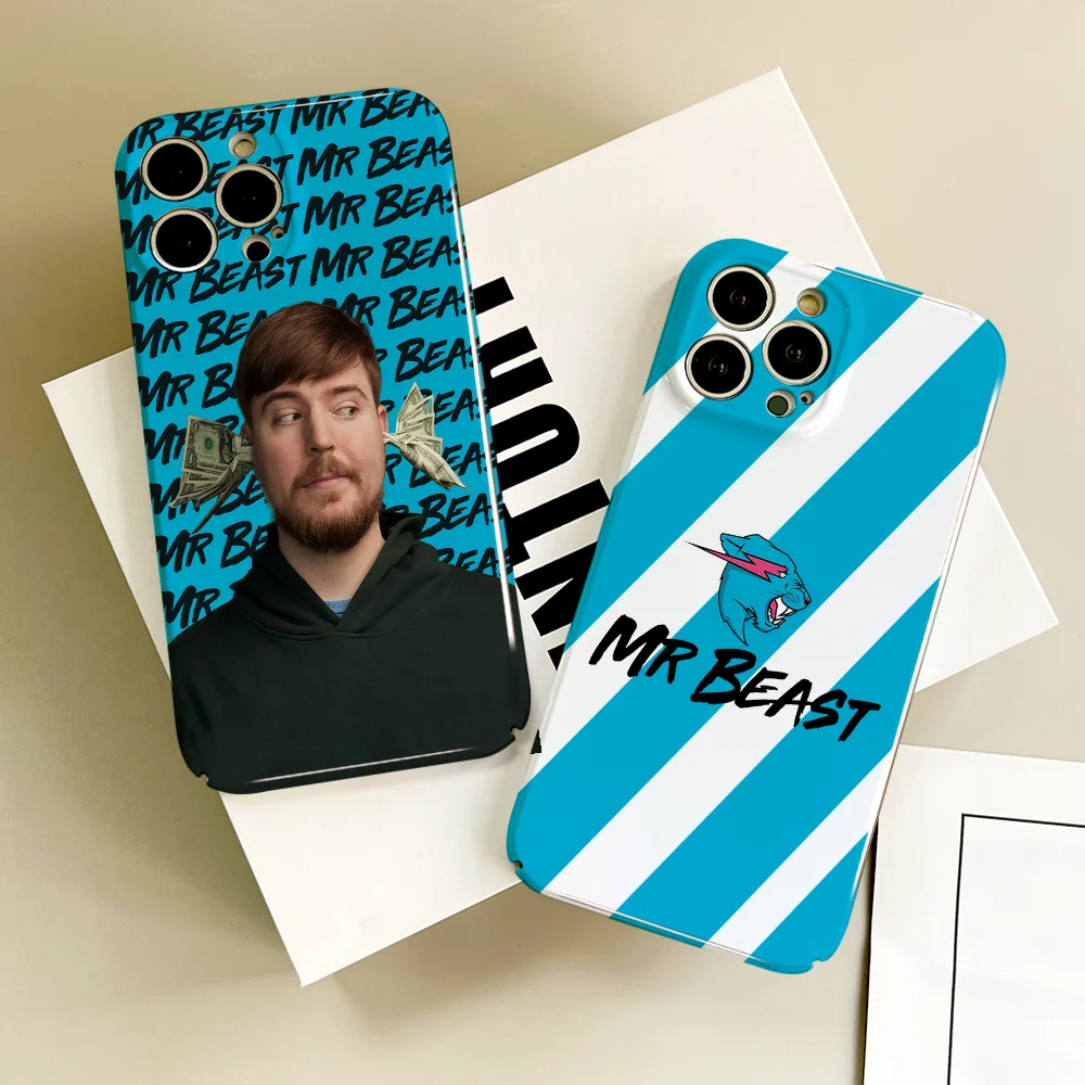 Funda de teléfono para iPhone 17 16 Blogger 15 14 13 12 11 Plus Cool Pro Max Mini brillante M-MrBeast HD cubierta dura película de vídeo
