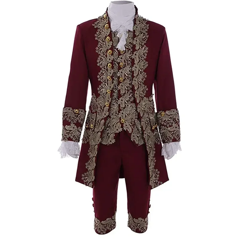 Victorian King Prince Costume For Adult Men Top Vest Jacket Coat Blazer Suit Stage Theater Cosplay Outfit Pants  Tie