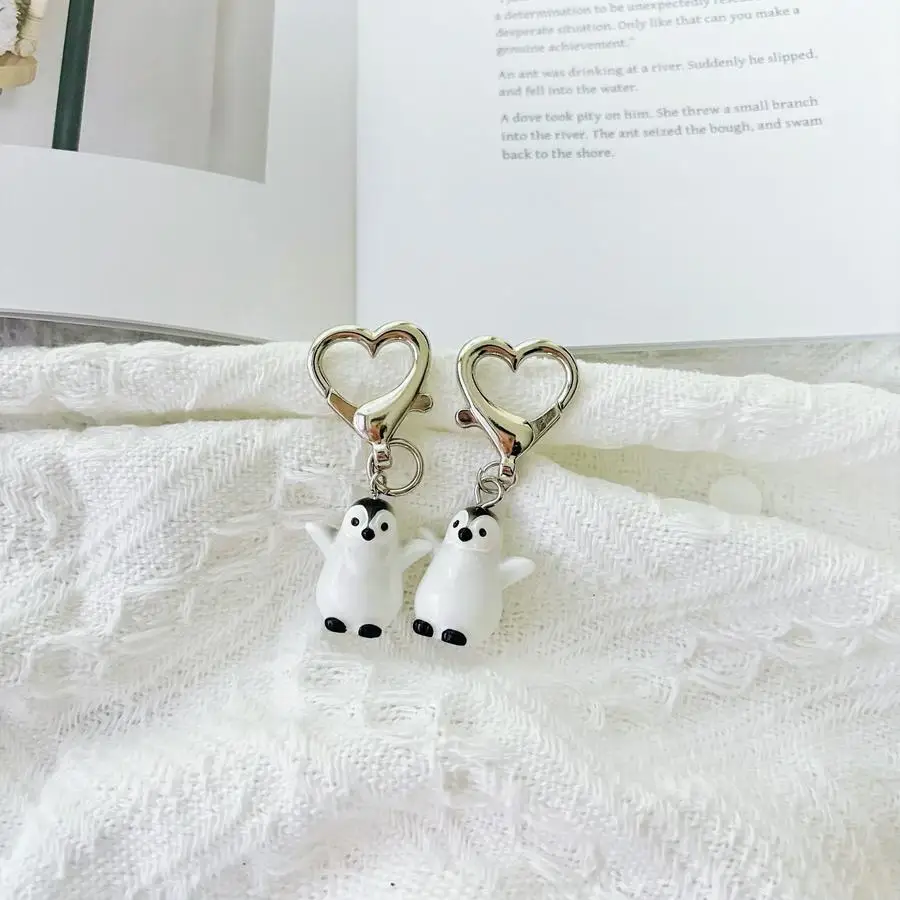 1/5/10/20/50/100pcs 3D Penguin Love Keychain Set - Resin Charms, Heart Card Holder, Cute Couple - Ideal Valentine's Gift for Han view 5