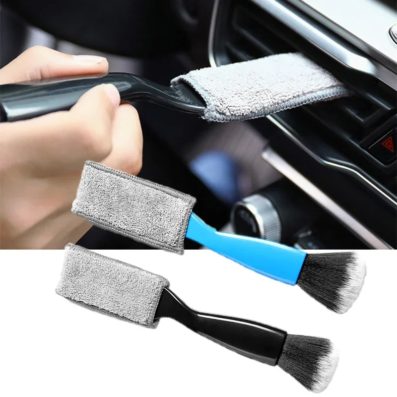 1PCS Car Cleaning Brush Dusting Remove Double Side For Air Conditioning Panel Gap Auto Wash Tools Car Meter Detailing Cleaner