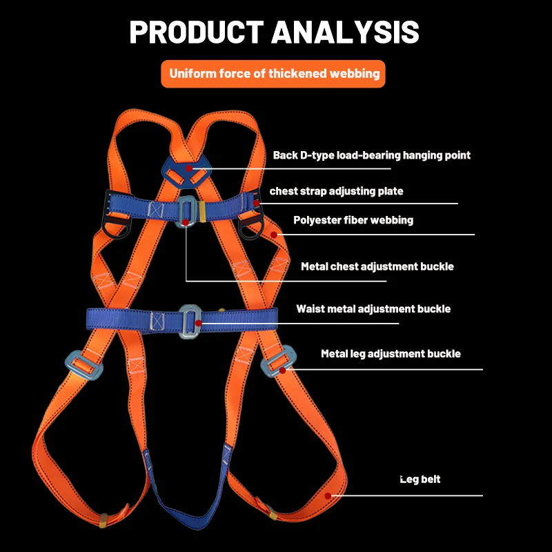 Fünf-Punkt-Sicherheitsgurt für Arbeiten im Freien, Klettern, Training und Bau, Schutzausrüstung, Gürtel, einzelner großer Haken