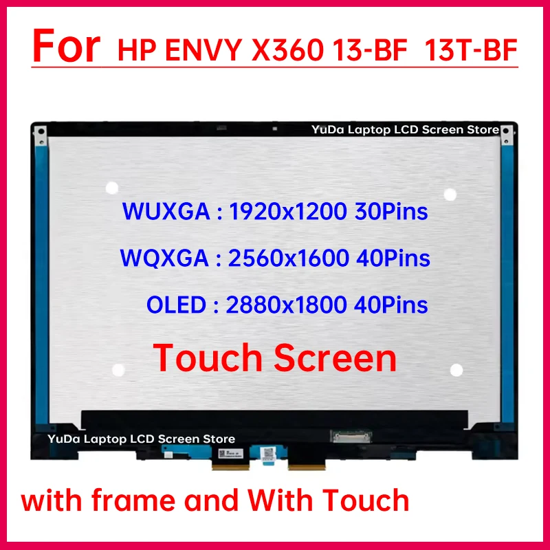 

13.3" Laptop LCD Touch Screen For HP ENVY X360 13-BF 13T-BF Display Digitizer + With Frame Assembly Replacement WUXGA WQXGA OLED