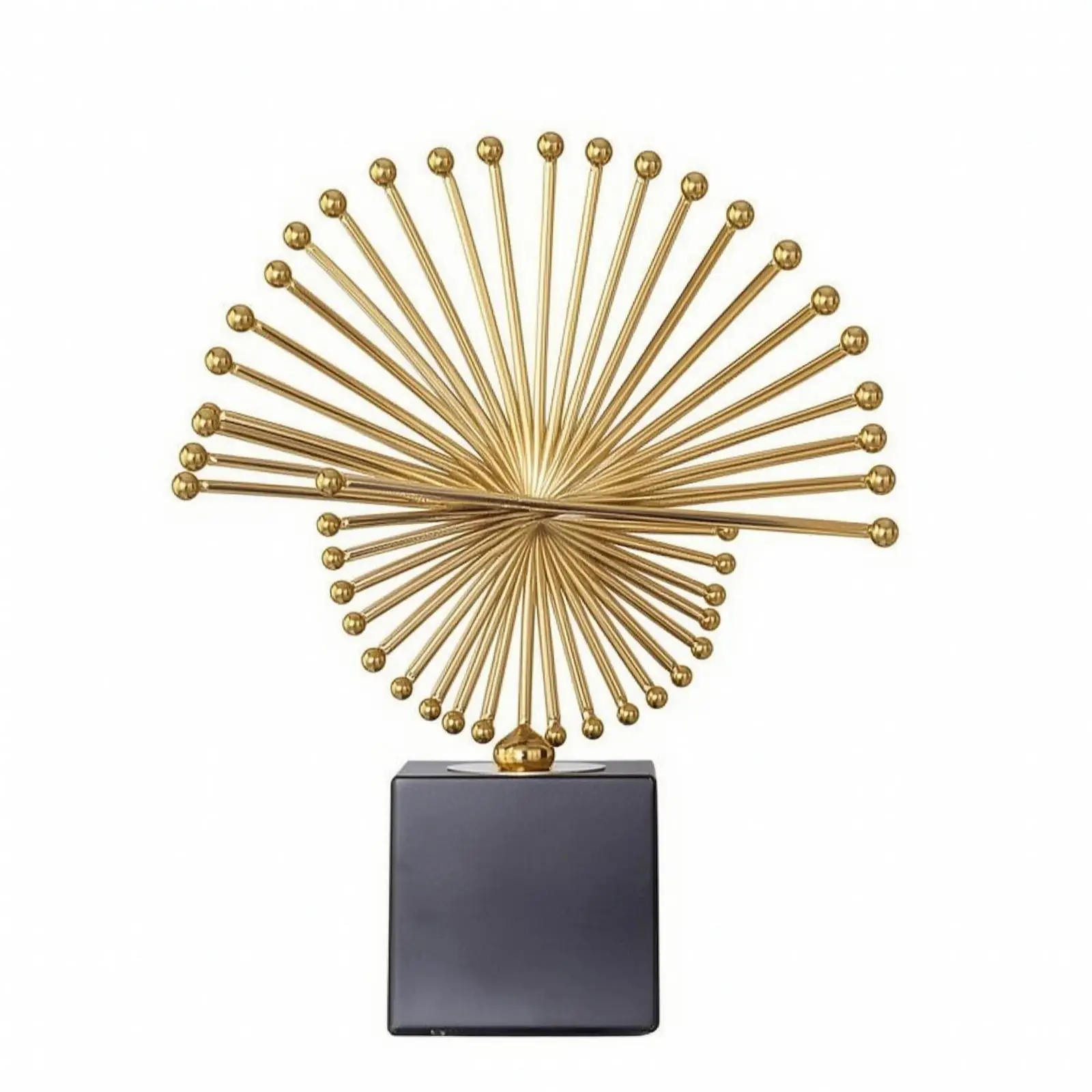 Elegant Gold Metal Home Sculpture Radial Fan Design Decorative Art for Console Table Shelf Display