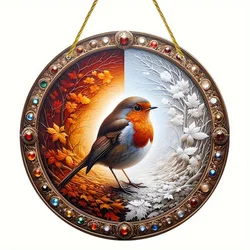 Four Seasons Fusion Robin Light Absorber-Round Acrylic Decorative Signs and Plaques, Home, Room, Door, Porch, Window Decorations
