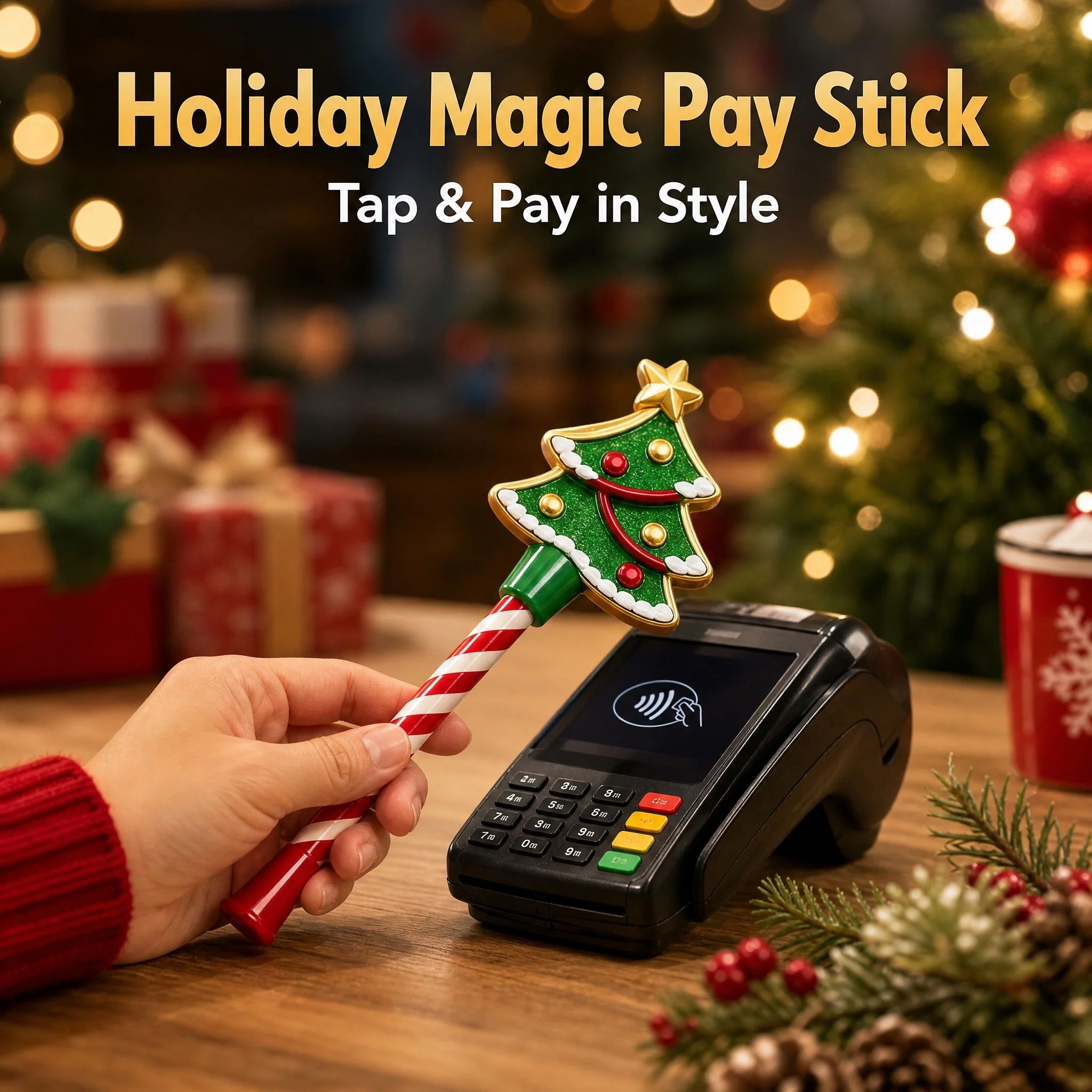 Christmas Cartoon NFC Tap Payment Wand, Festive Contactless Payment Stick