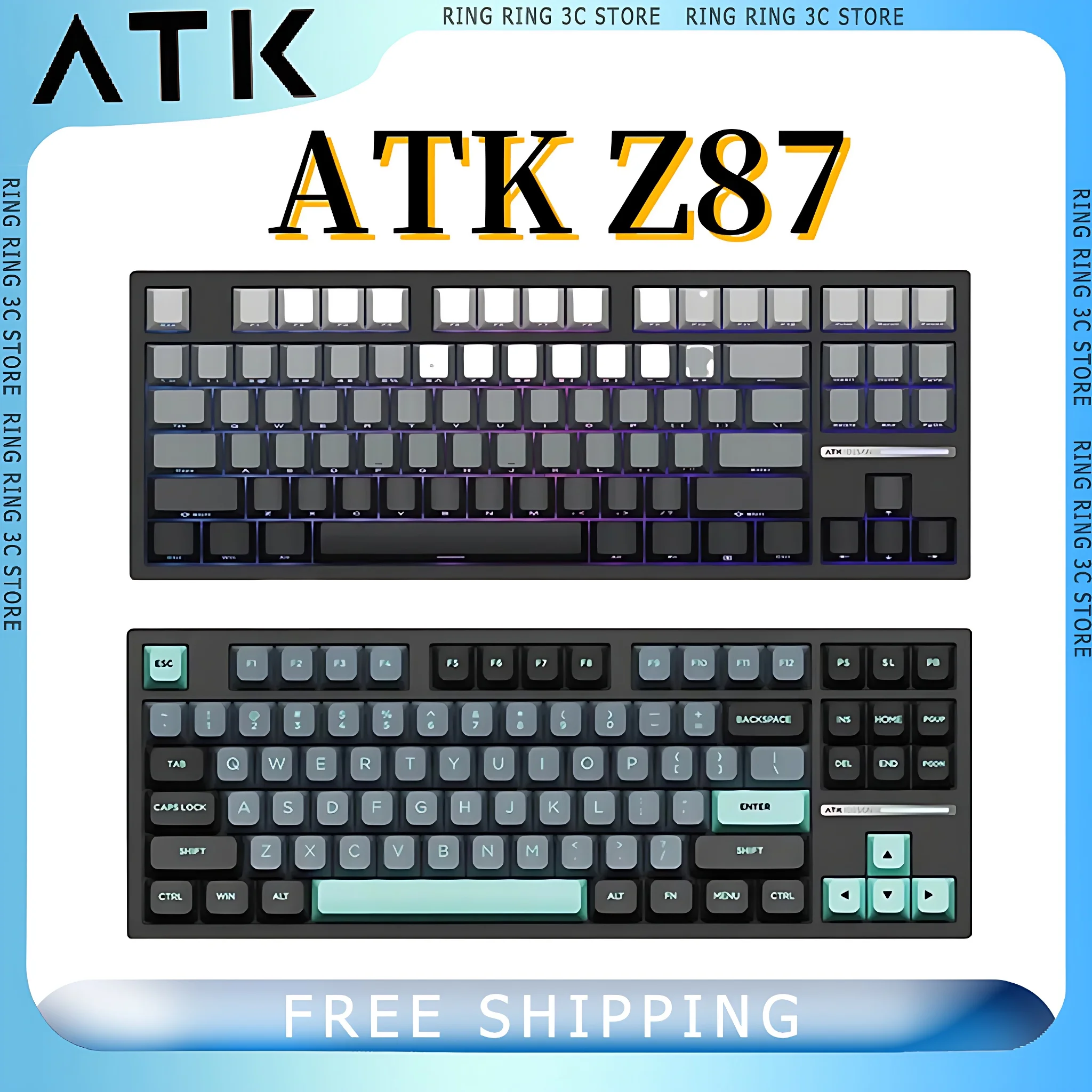 

ATK Z87 Mechanical Keyboard Tri-Mode Gasket Hot-Swappable 87keys Esports Keyboards Semi-Aluminum 2.4g Bluetooth Gamer Keyboard