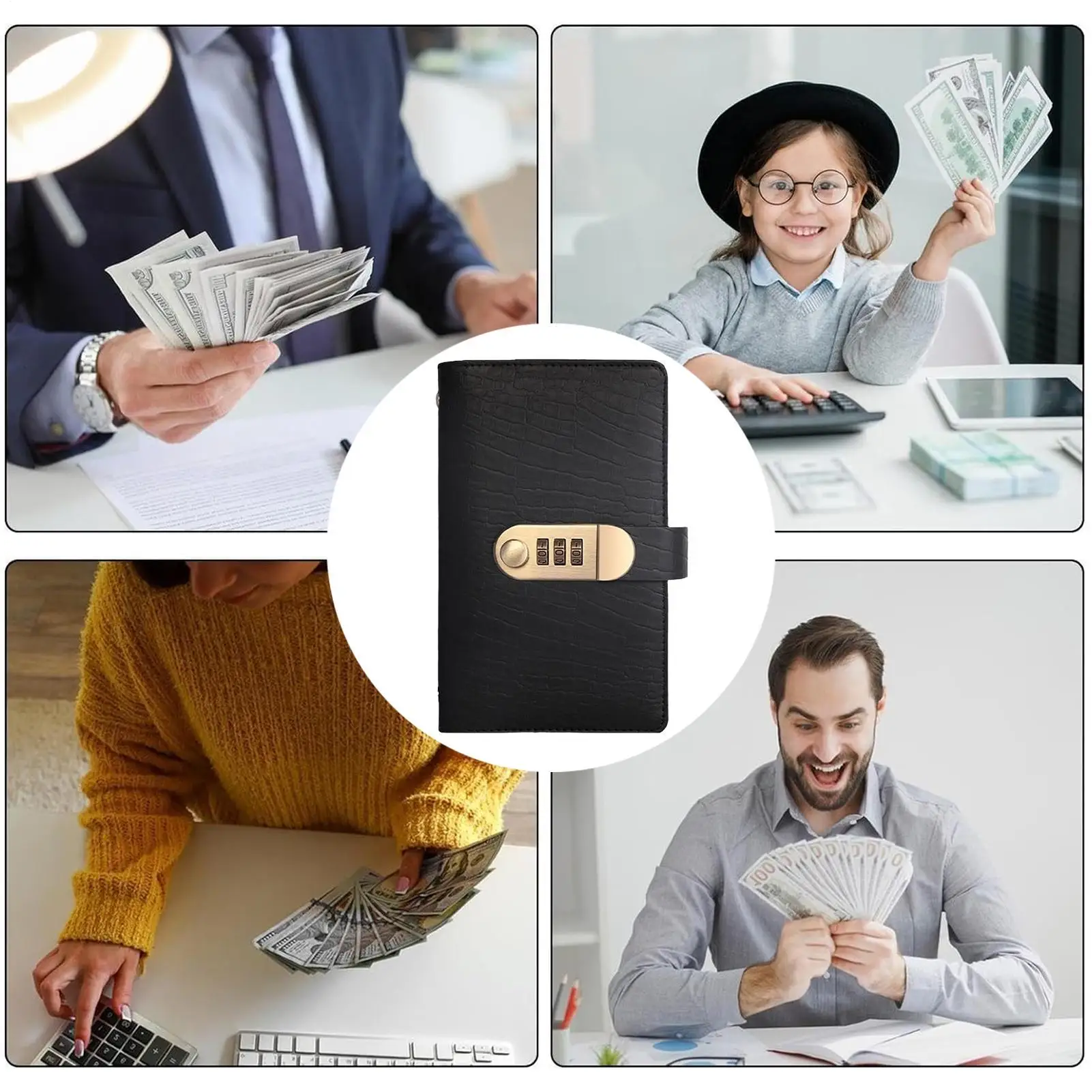 Libro di sfide per risparmiare denaro Libro per risparmiare denaro con serratura a combinazione Pianificatore di budget Organizzatore di portafogli da 100 pagine per i viaggi