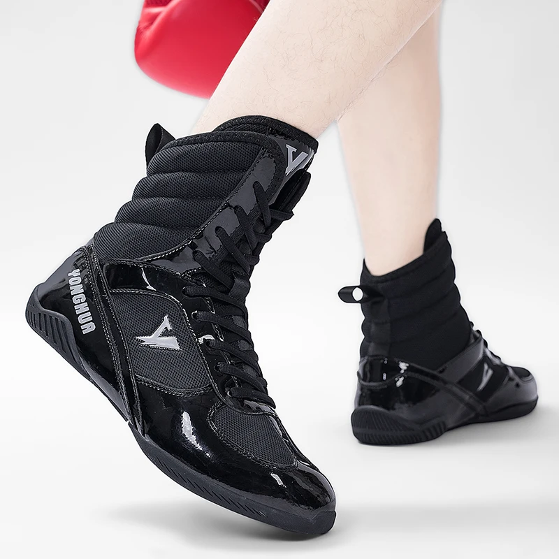 Professional Wrestling Shoes Men Black Red Boxing Shoes for Mens Designer Fighting Shoes Boy Good Quality Gym Training Shoe