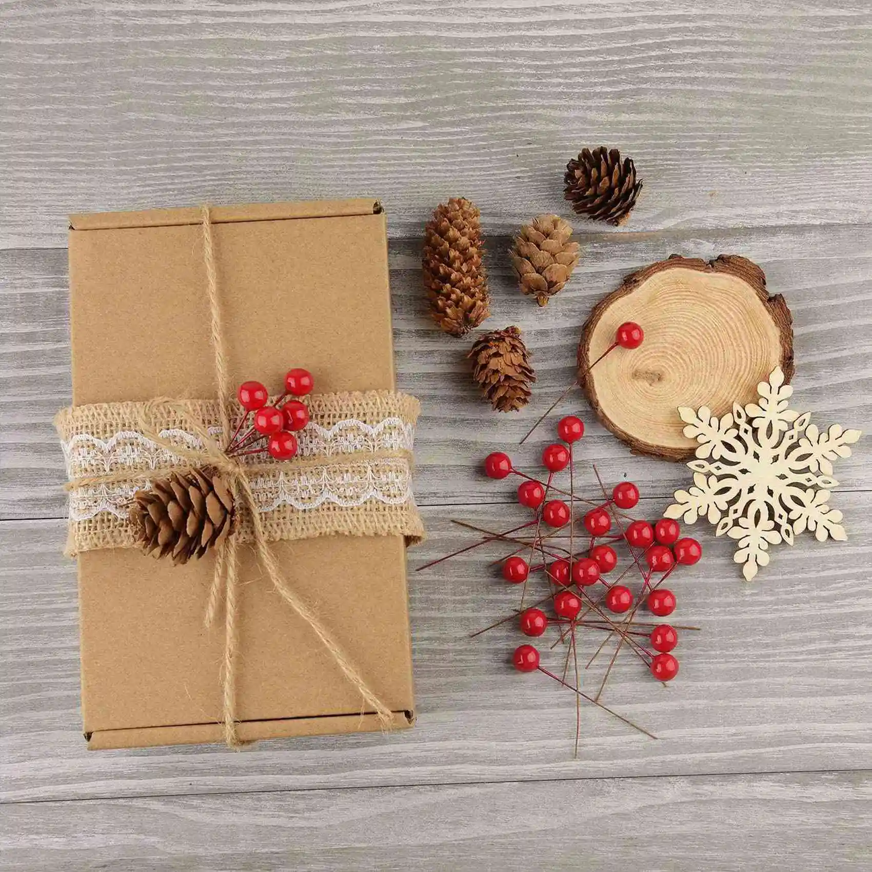 HRBAJ-600 Pcs Holly Berries Artificial Berries For Christmas Wreath Decorations Wreath Making Supplies Party Decoration