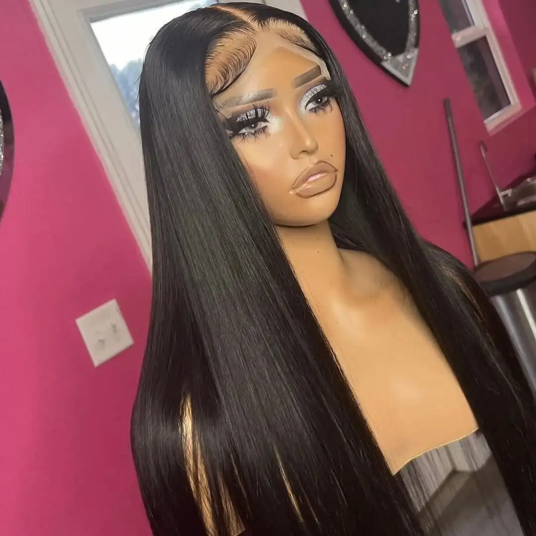 

40 Inch Density Frontal Wig For Black Women Brazilian Wigs Human Hair 5x5 Bone Straight HD Transparent Lace Front Wigs