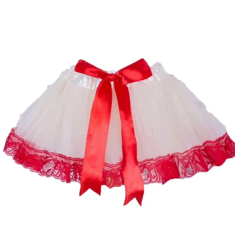 2024 Tutu Skirt Christmas Lovely Cloth Style Summer Fashion Lace Ribbon Mini Princess Skirts Children Toddler Baby Girl Clothes