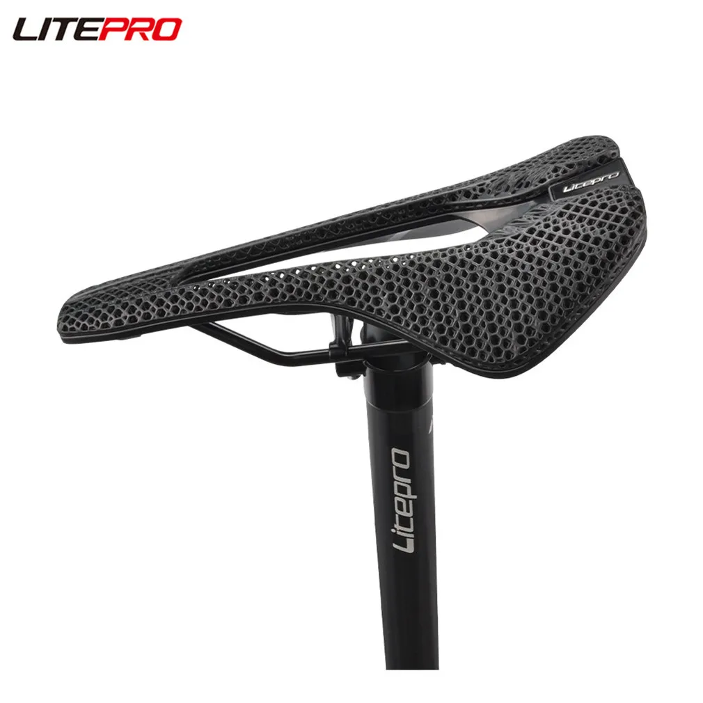 Litepro MTB Bike Comfortable Honeycomb Cushion 3D Printed Beehive Structure Wear Resistant Folding Bicycle Hollow Racing Saddle