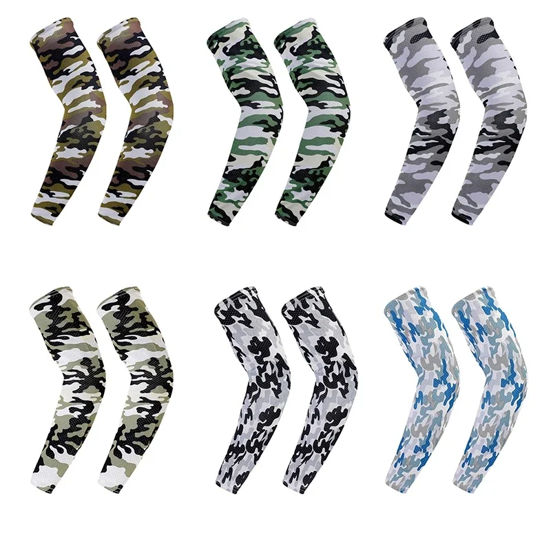 Camouflage Cooling Arm Sleeves - UV Sun Protection Outdoor Sports - Men's Fishing Cycling Cover - 2Pcs