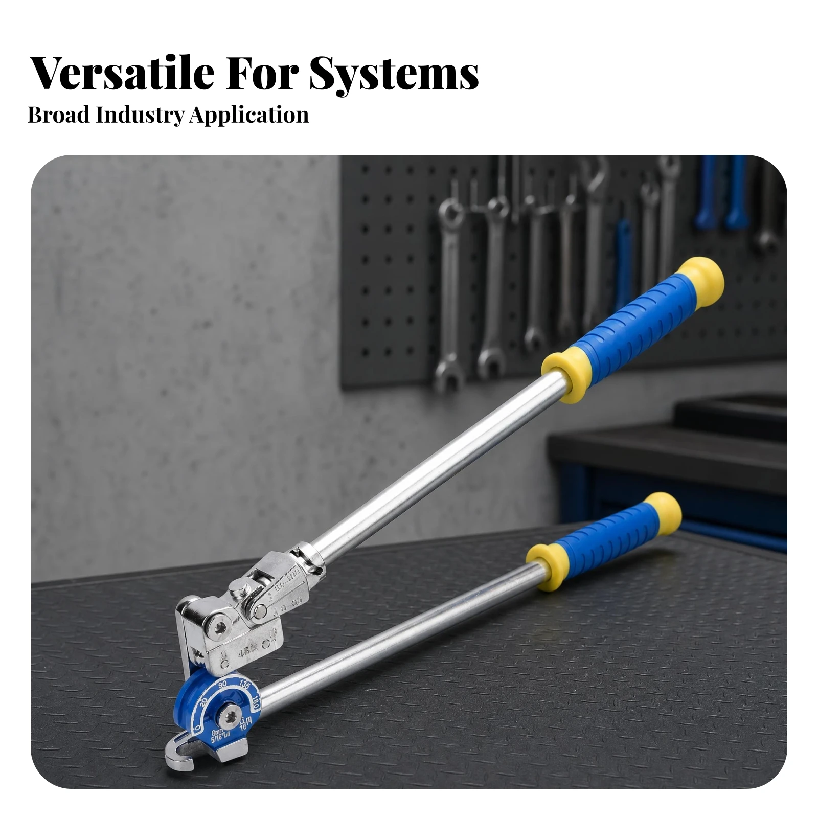 

180-Degree Tube Bender Textured Grips Manual Tube Bender Hand Tool Long Lever Handles Graduated Angle Scale