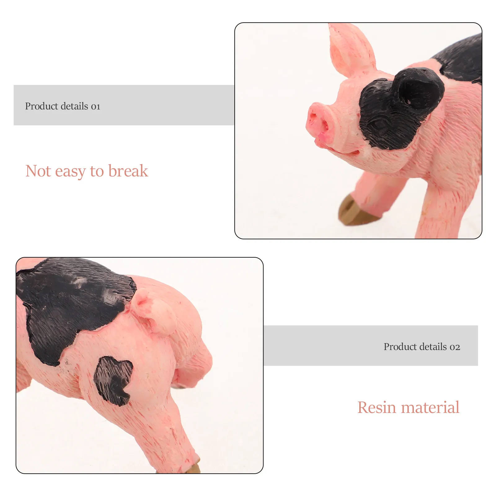 4pcs Mini Pig Resin Ornaments – Cute Realistic Animal Decor for Dollhouse, Fairy Garden, Desktop & Home Office - view 6