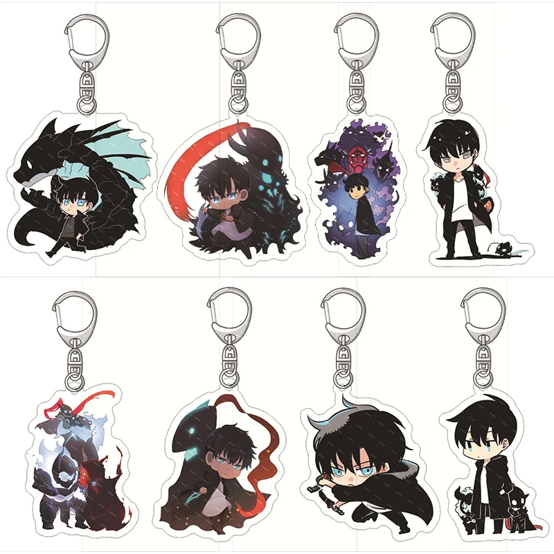 8pcs/set Anime Solo Leveling Keychain Man Key Chain for Accessories Cute Bag Pendant Key Ring Acrylic Cartoon for wholesale