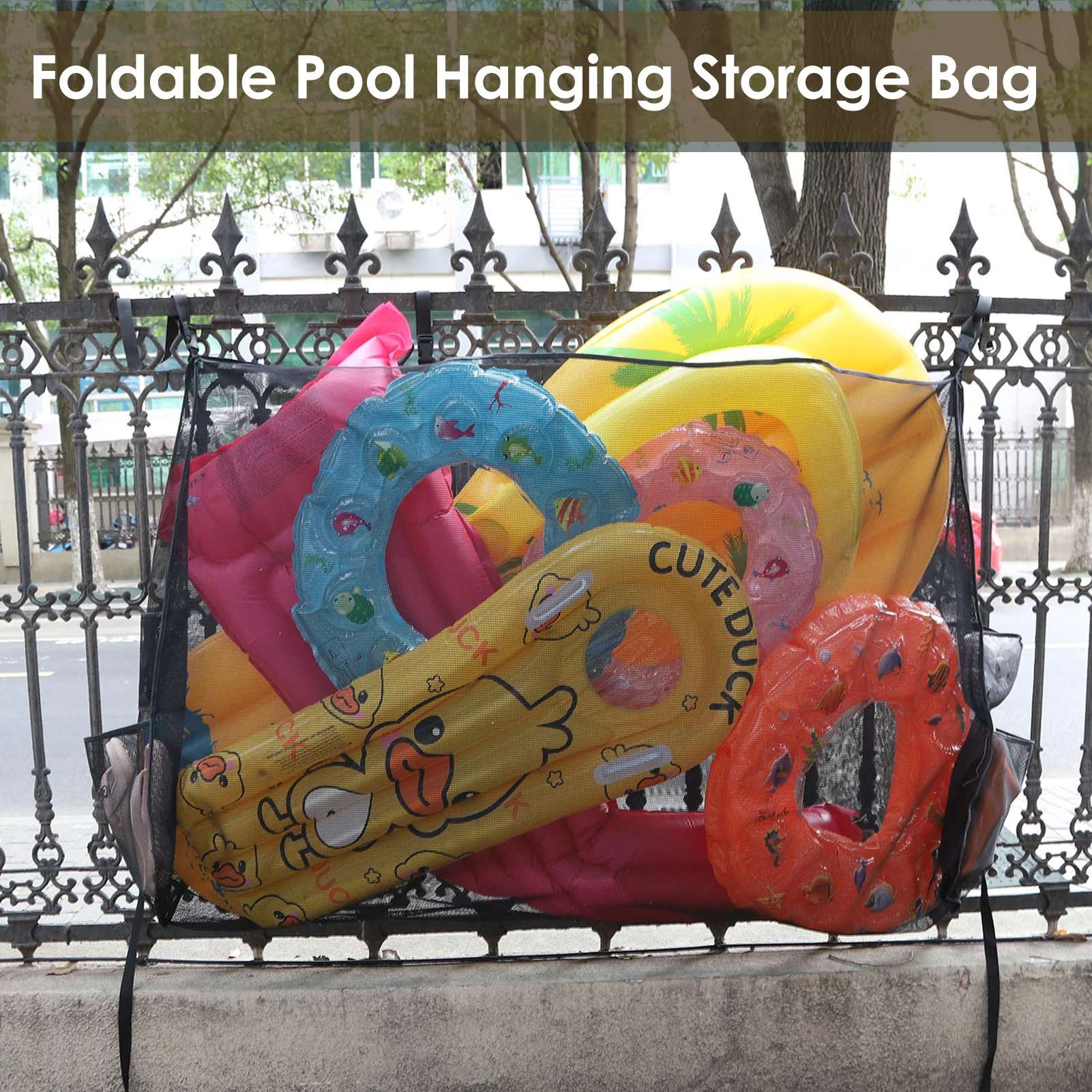 Large-capacity Swimming Pool Toy Storage Hanging Bag Nylon Mesh Drainage Mesh Bag Water Beach Inflatable Toy Collection Mesh Bag