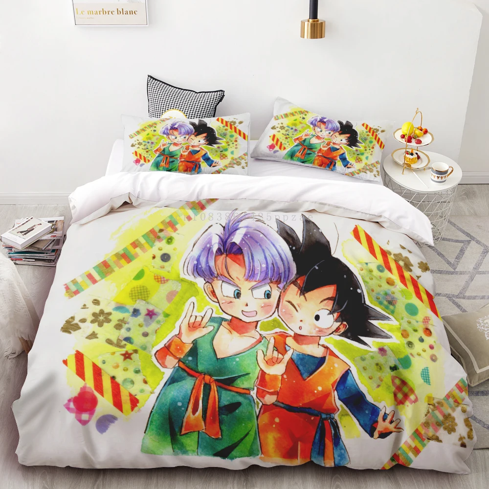 Duvet Cover Dragon Ball Bedding Set Anime Goku Comforter Bedclothes Single Twin Full Queen Size 3d Kids Adult Boys Gift