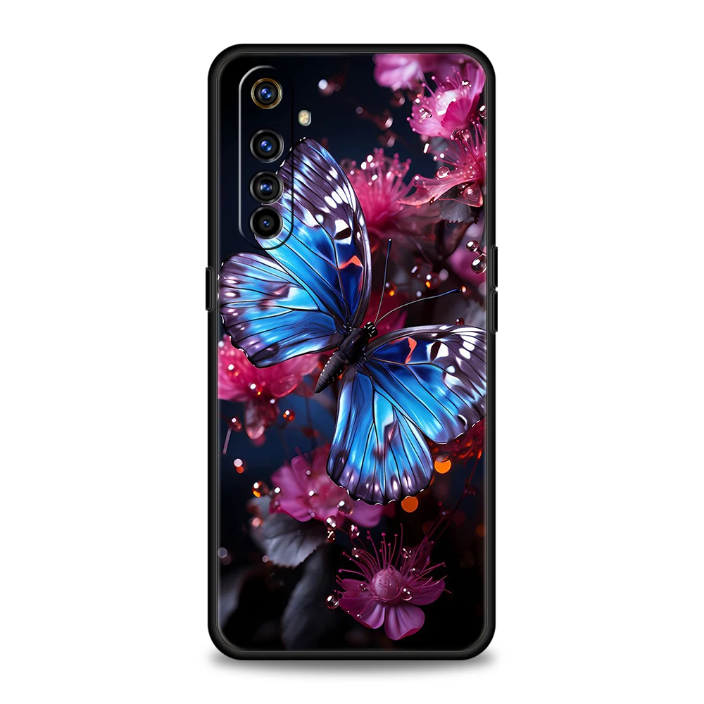 Butterfly Phone Case for Realme 8 9 Pro Plus 8i 9i 6 7 GT2 C21 C25 C3 C11 11 Pro 5G Plus Shockproof Silicone Shell Capas Bag TPU