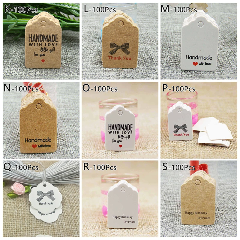 100Pcs Brown White Kraft Paper Gift Tags Handmade Jewelry Charms Tag Round Wedding Party Favors Cookies Decorative Tag Pendant