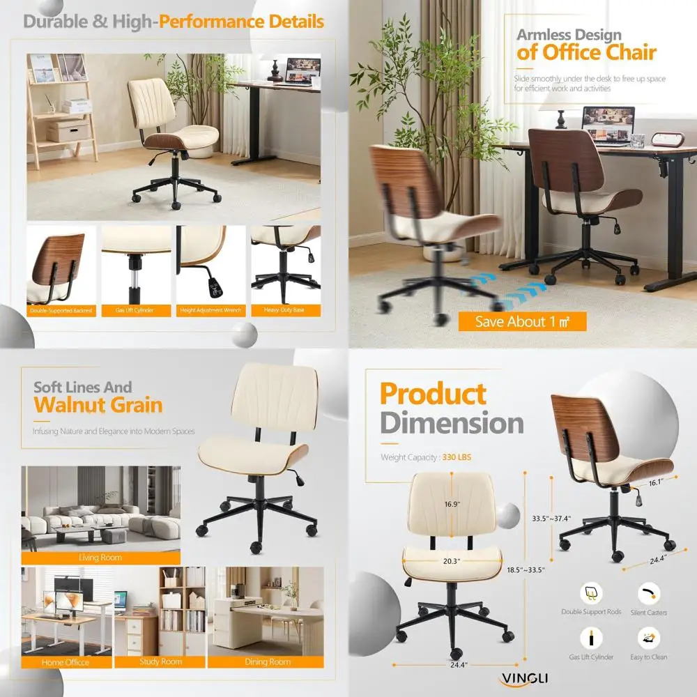 

Эргономичное поворотное кресло с регулируемой высотой, изогнутым сиденьем и спинкой, из орехового дерева и ПУ-кожи цвета хаки, для домашнего офиса и столовой